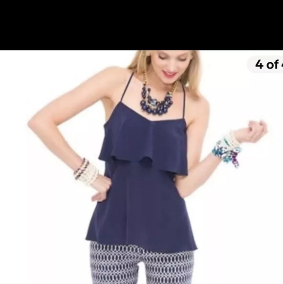 Lilly Pulitzer Sunset Silk Tank Top Large Navy Blue - Picture 6 of 6